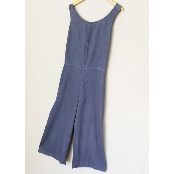 Anthropologie Cloth & Stone Tie Open Back Crop Jumpsuit L Wide Leg Flowy Tencel - Picture 12 of 12